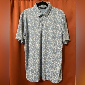 NWT Travis Mathew Blue Printed Golf Polo Mens Size L